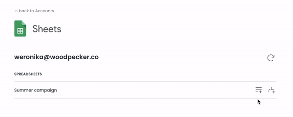 Image showing two options to import prospects to Woodpecker from Google Sheets