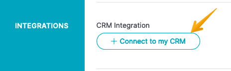Image with arrow pointing to 'Connect to my CRM' button in UpLead